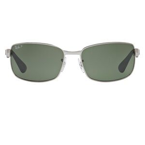 Ray-Ban RB3478 Rectangular Gunmedal Green Polarized Sunglasses